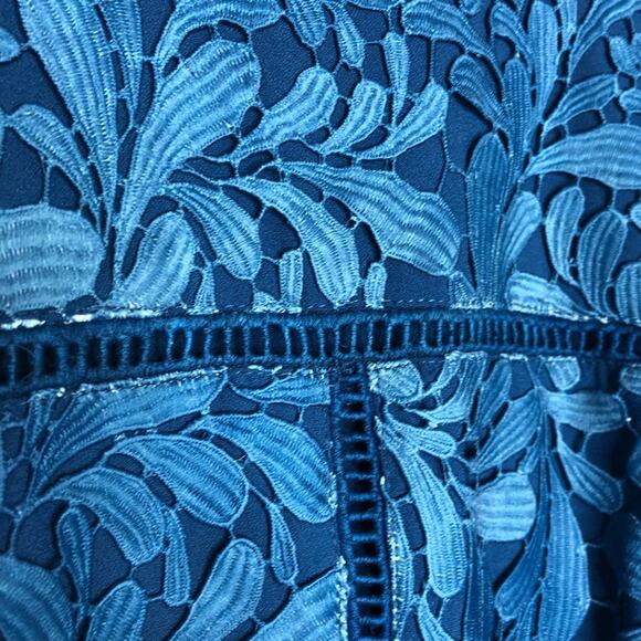 Adelyn Rae teal blue white ombre lace overlay eyelet trim romper size Small - Picture 7 of 13